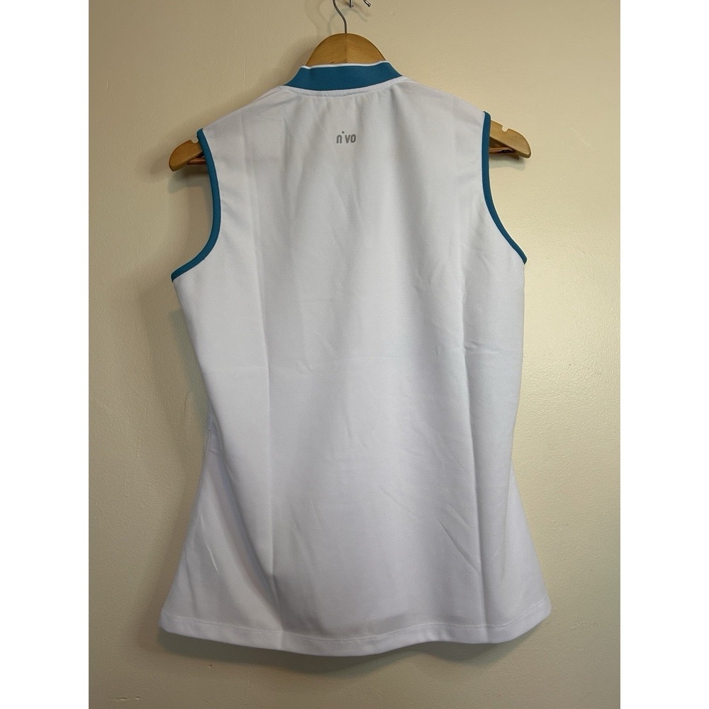 Nivo Women's Hope Mock Golf Top, White/Blue, V-Neck, Sleeveless Size Large - Picture 3 of 8